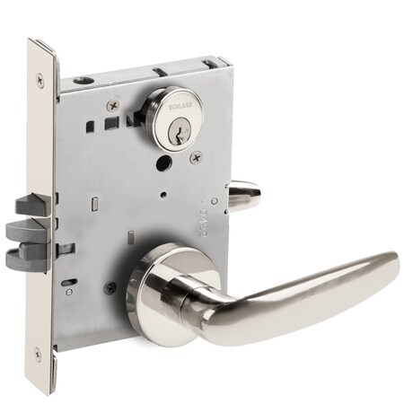 Schlage Grade 1 Storeroom Mortise Lock, Conventional Cylinder, S123 Keyway, 07 Lever, A Rose, Bright Chrome L9080P 07A 625